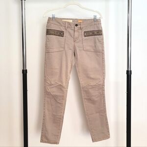 Anthropologie Pilcro Tan Moto Skinny Utility Pants Size 6